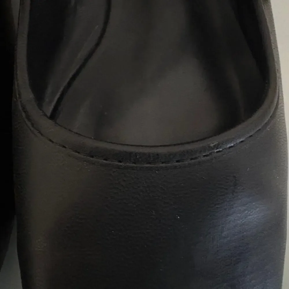 Charles & Keith Faux Black Leather ADORE Charm Mary Jane Ballet Flats Shoes Glam